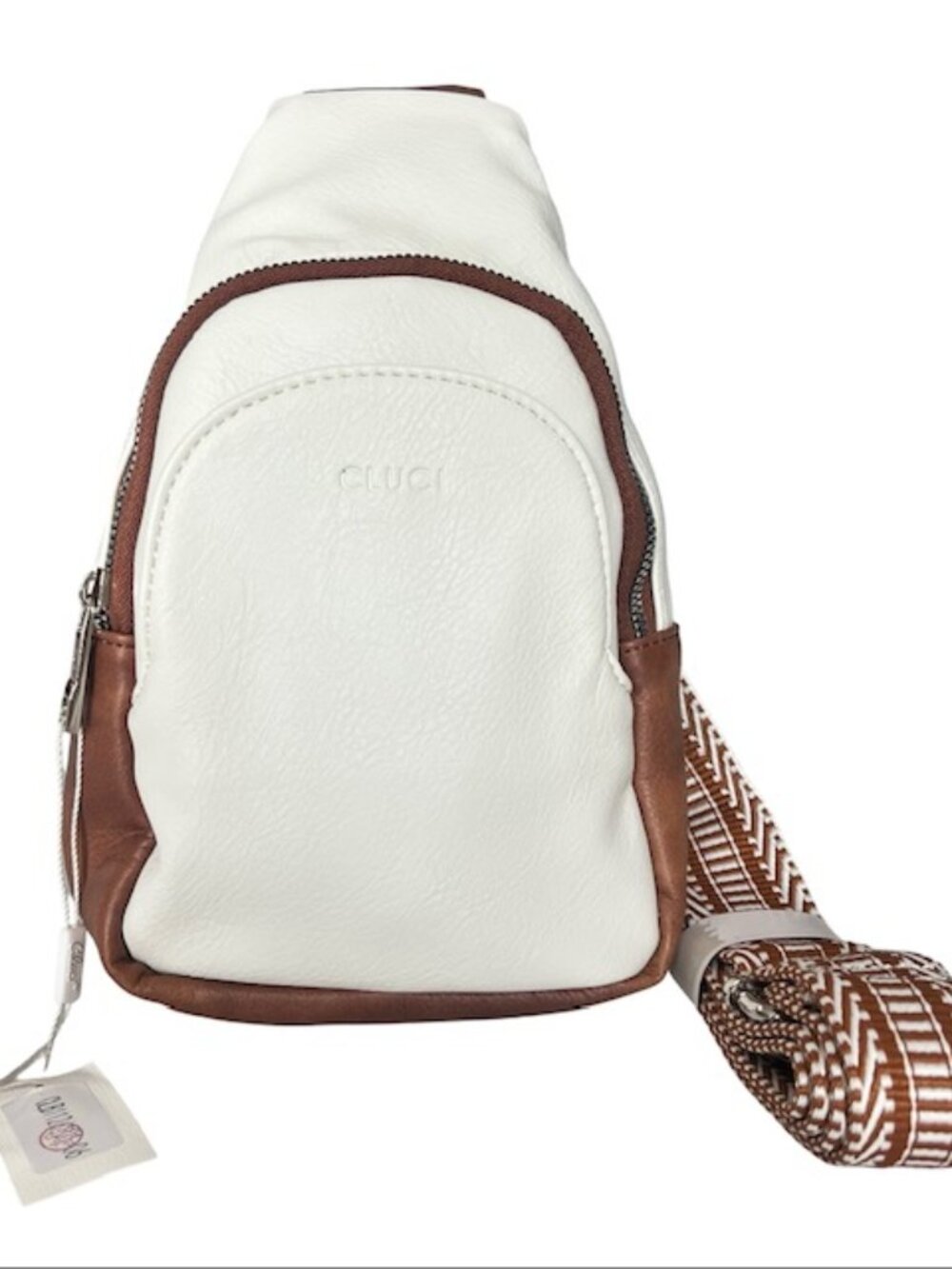CLUCI Sling Bag for Women Crossbody Faux Leather Cream Brown New With Tag.